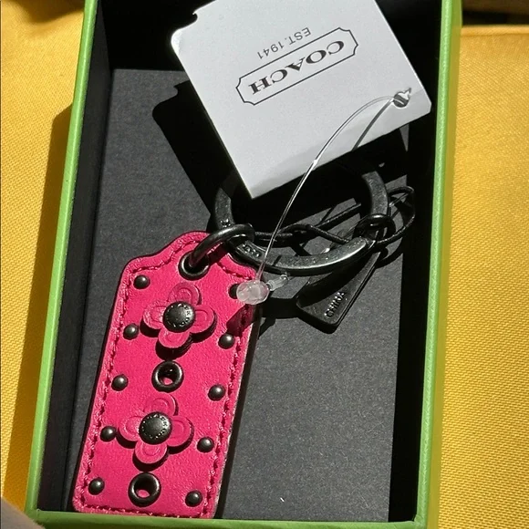 NWT Coach Fuchsia Keychain with Studs - Picture 6 of 7